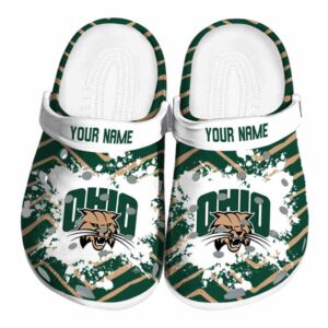 personalized ohio bobcats zigzag paint burst clog best selling