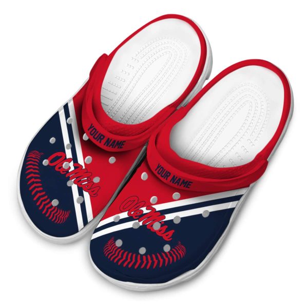 personalized ole miss rebels baseball motif clog latest model