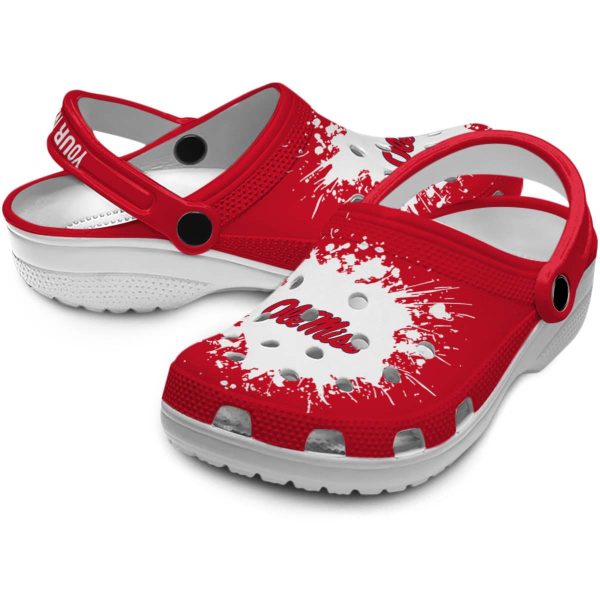 personalized ole miss rebels splatter background clog high quality