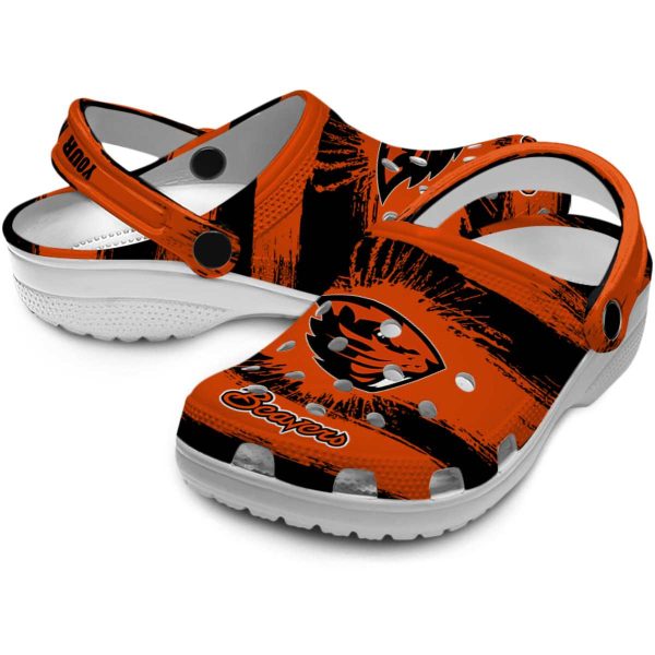 personalized oregon state beavers paint splatter graphics clog high quality