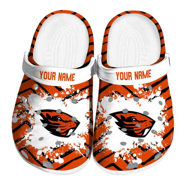 personalized oregon state beavers zigzag paint burst clog best selling