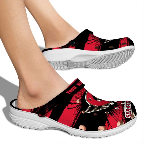personalized ottawa senators paint splatter graphics clog fashion forward