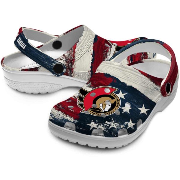 personalized ottawa senators patriotic stripes clog high quality