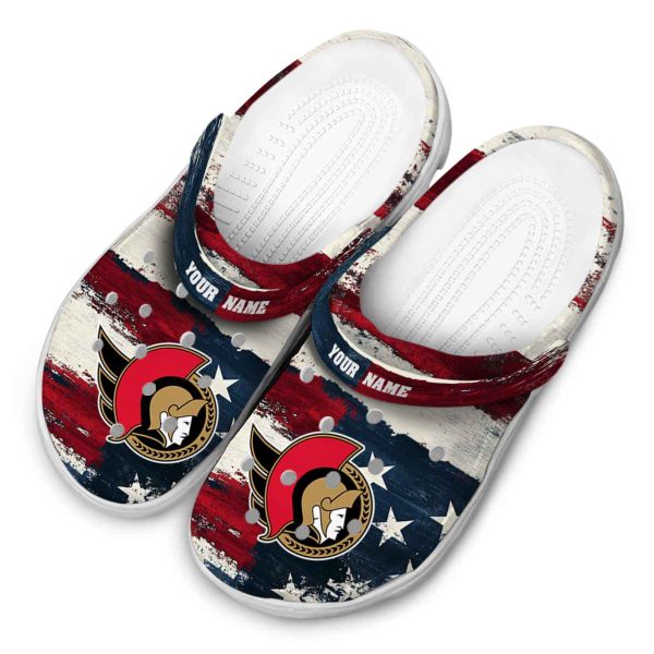 personalized ottawa senators patriotic stripes clog latest model