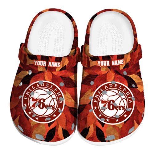 personalized philadelphia 76ers autumn leaves clog best selling