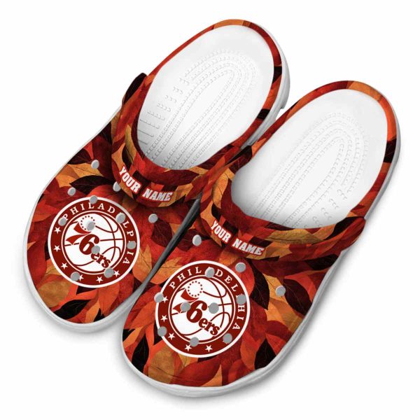 personalized philadelphia 76ers autumn leaves clog latest model