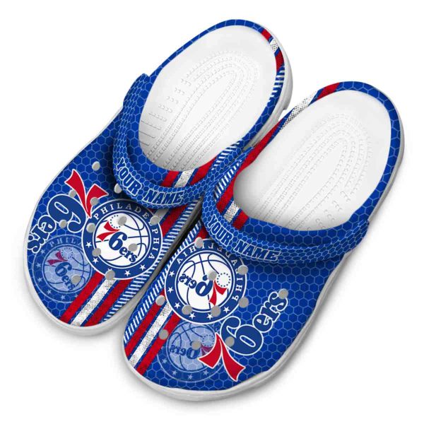 personalized philadelphia 76ers contrasting stripes clog latest model