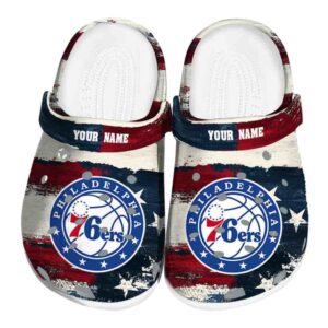 personalized philadelphia 76ers patriotic stripes clog best selling