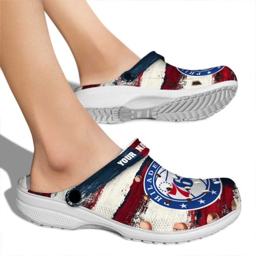 personalized philadelphia 76ers patriotic stripes clog fashion forward