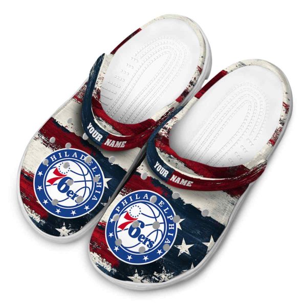 personalized philadelphia 76ers patriotic stripes clog latest model