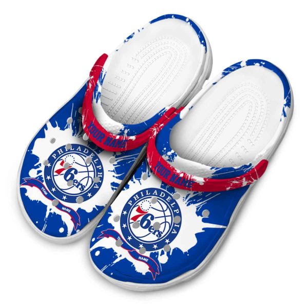 personalized philadelphia 76ers splatter pattern clog latest model