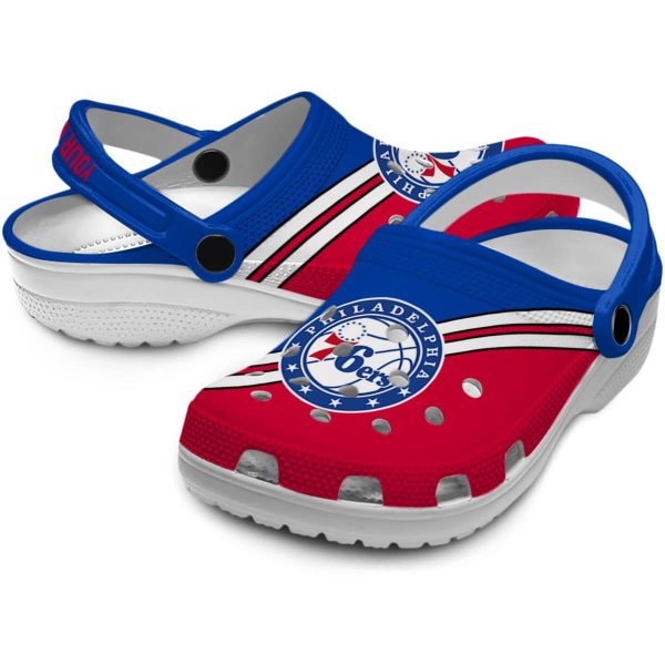 personalized philadelphia 76ers striped accents clog high quality