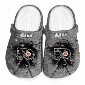 personalized philadelphia flyers cracked ground texture clog best selling