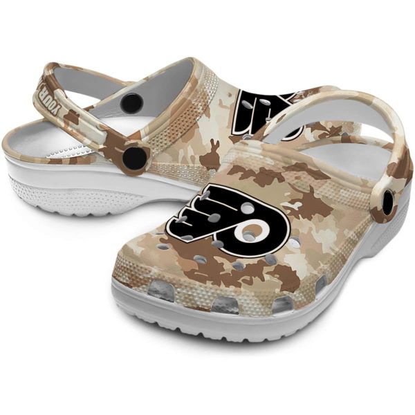 personalized philadelphia flyers desert camo clog high quality