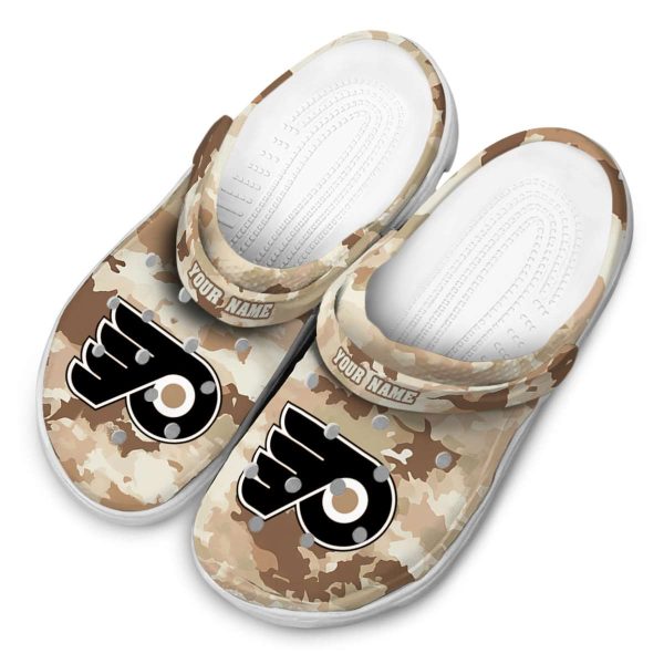 personalized philadelphia flyers desert camo clog latest model