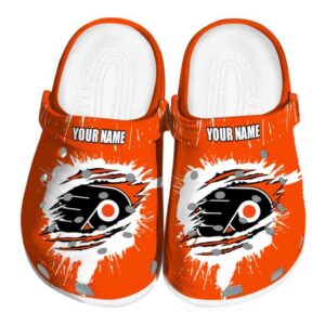 personalized philadelphia flyers splash motif background clog best selling