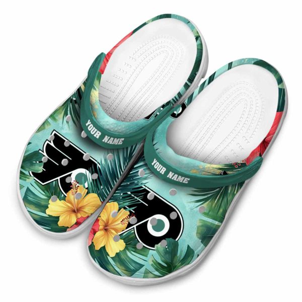 personalized philadelphia flyers tropical vibes clog latest model