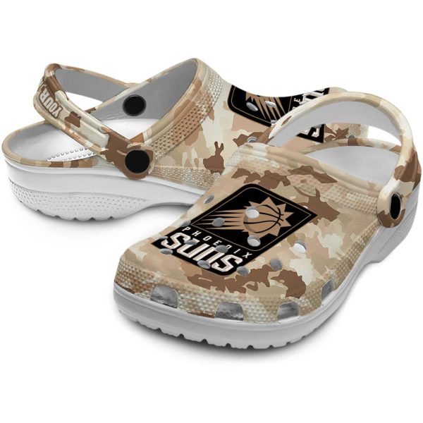 personalized phoenix suns desert camo clog high quality