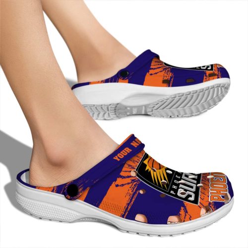 personalized phoenix suns paint splatter graphics clog fashion forward