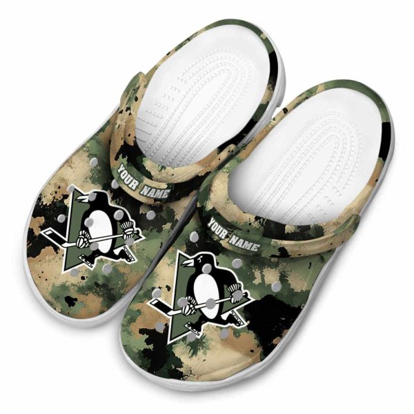 personalized pittsburgh penguins camouflage craze clog latest model