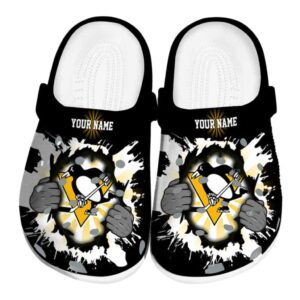personalized pittsburgh penguins gripping hand clog best selling