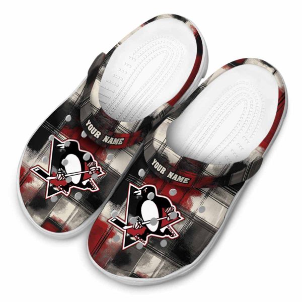personalized pittsburgh penguins plaid fusion clog latest model