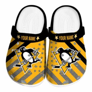 personalized pittsburgh penguins star spangled graphic clog best selling