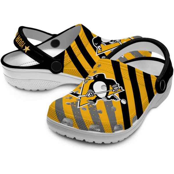 personalized pittsburgh penguins star spangled graphic clog high quality