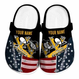 personalized pittsburgh penguins star spangled side pattern clog best selling