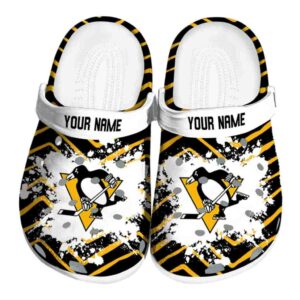personalized pittsburgh penguins zigzag paint burst clog best selling