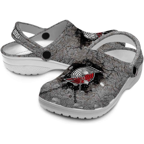 personalized portland trail blazers cracked ground texture clog high quality