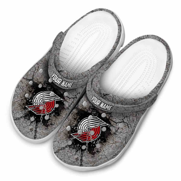 personalized portland trail blazers cracked ground texture clog latest model