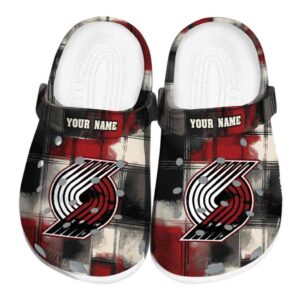 personalized portland trail blazers plaid fusion clog best selling