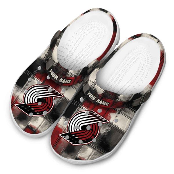 personalized portland trail blazers plaid fusion clog latest model