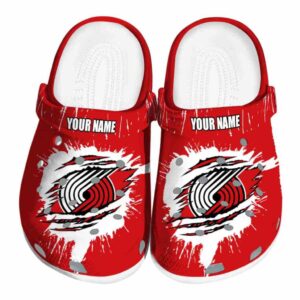 personalized portland trail blazers splash motif background clog best selling