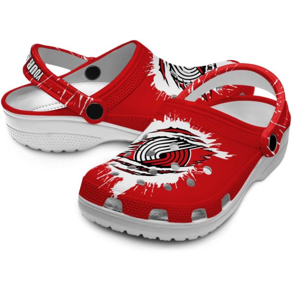 personalized portland trail blazers splash motif background clog high quality
