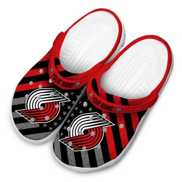 personalized portland trail blazers star spangled graphic clog latest model