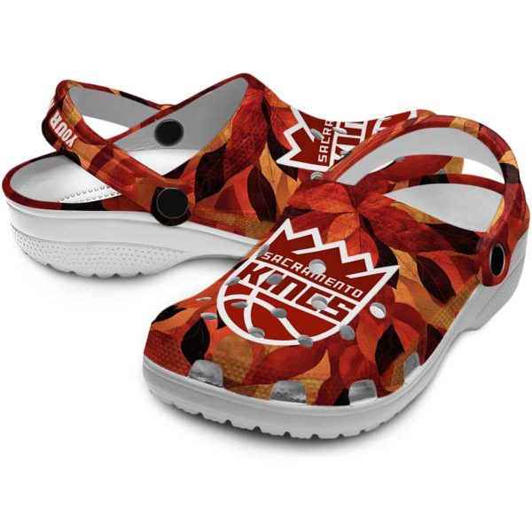personalized sacramento kings autumn leaves clog high quality