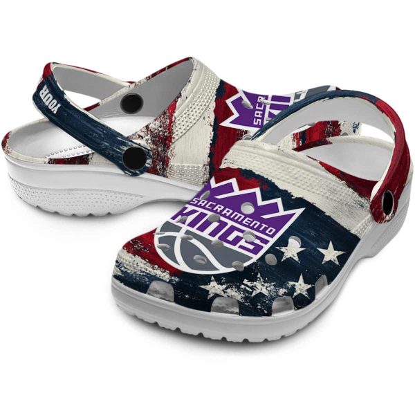 personalized sacramento kings patriotic stripes clog high quality
