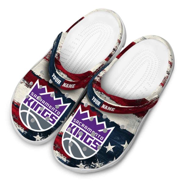personalized sacramento kings patriotic stripes clog latest model