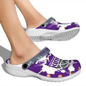 personalized sacramento kings splatter pattern clog fashion forward