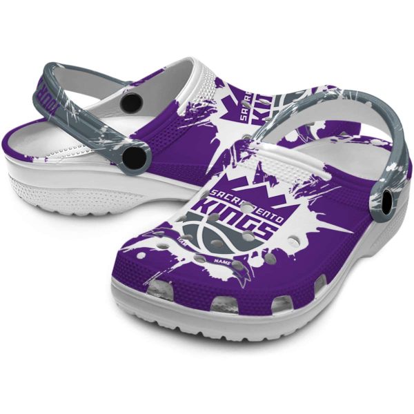 personalized sacramento kings splatter pattern clog high quality