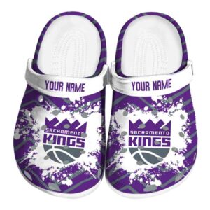 personalized sacramento kings zigzag paint burst clog best selling