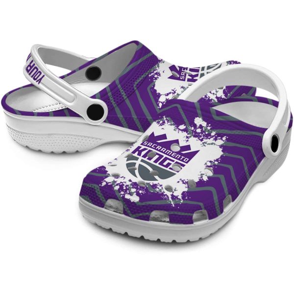 personalized sacramento kings zigzag paint burst clog high quality