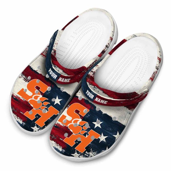 personalized sam houston bearkats patriotic stripes clog latest model