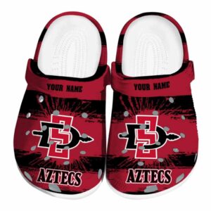 personalized san diego state aztecs paint splatter graphics clog best selling