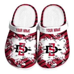 personalized san diego state aztecs zigzag paint burst clog best selling