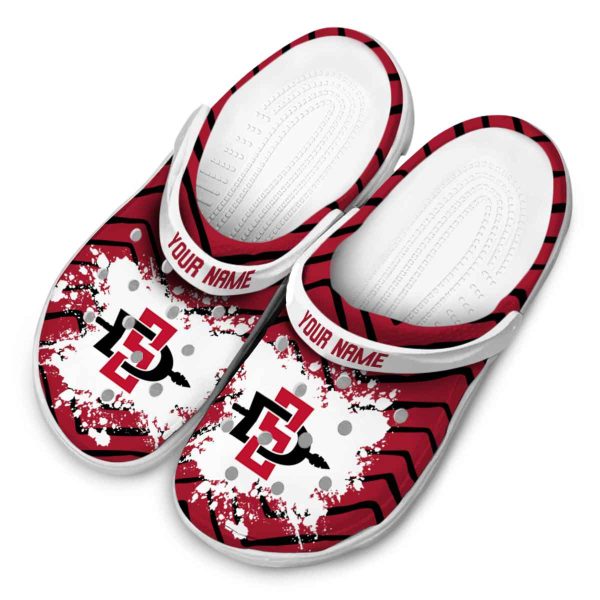 personalized san diego state aztecs zigzag paint burst clog latest model