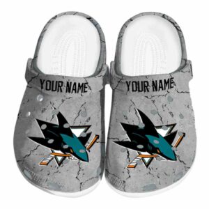 personalized san jose sharks cracked texture clog best selling