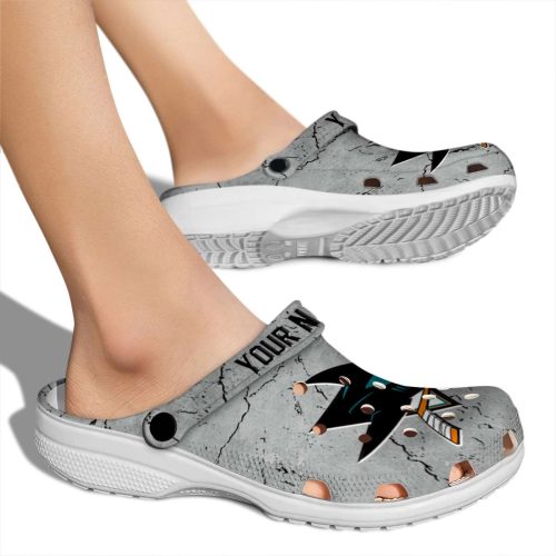 personalized san jose sharks cracked texture clog fashion forward